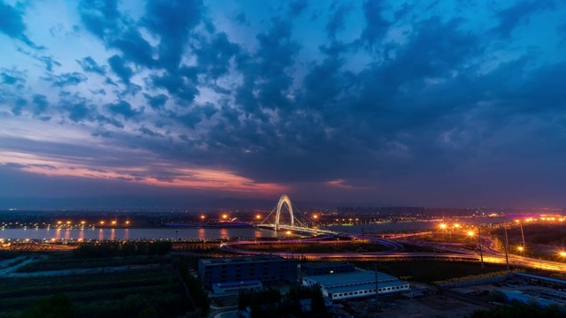 太原市通达桥日落夜景延时摄影视频素材