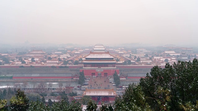中国北京冬季雪后故宫延时摄影视频素材