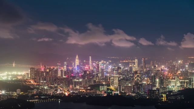 深圳南山区城市天际线黄昏转夜景视频素材