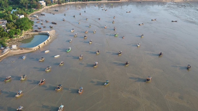 三娘湾渔船滩涂视频素材
