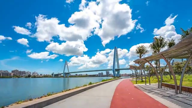 中国海南省海口市世纪大桥世纪公园延时摄影视频下载