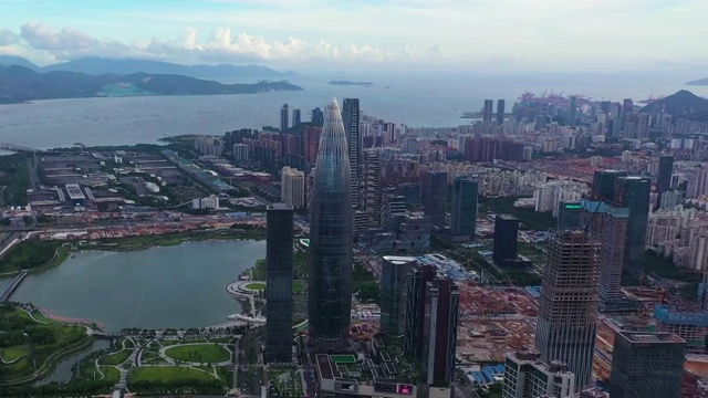 深圳南山区建筑群航拍视频素材
