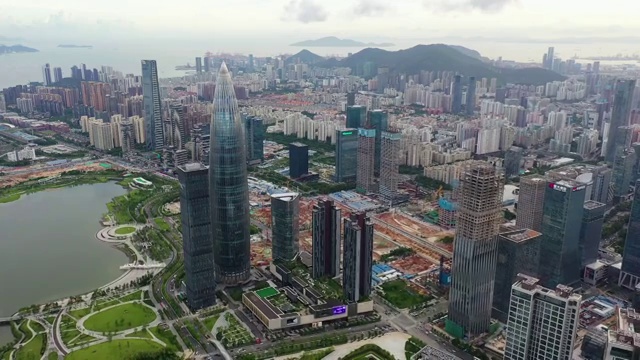 深圳南山区建筑群航拍视频素材