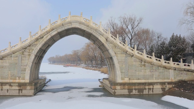北京雪后颐和园玉带桥4K视频拍摄视频素材