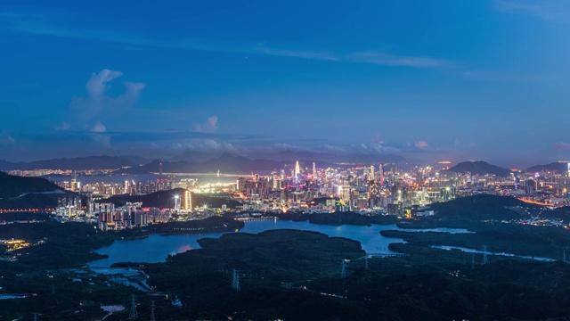 深圳南山区城市天际线黄昏转夜景视频下载