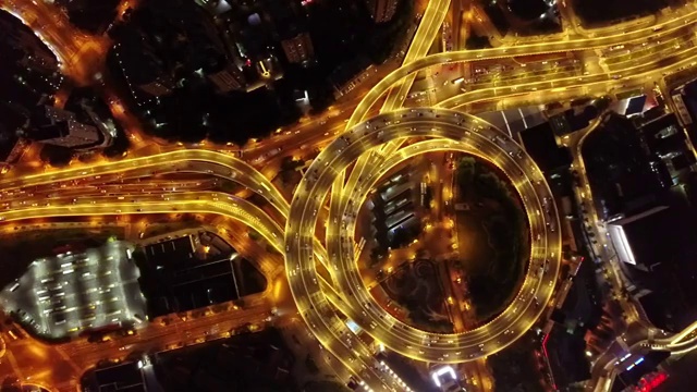 航拍视角下的上海南浦大桥高架桥白昼夜景4K高清视频视频素材