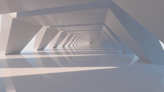白色几何体走廊隧道视频下载