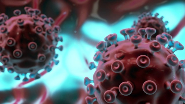 运动的红色球形冠状病毒视频素材