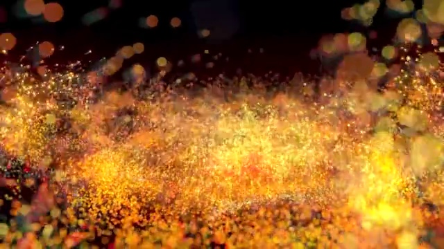 金色流动发光的粒子 3D渲染视频素材
