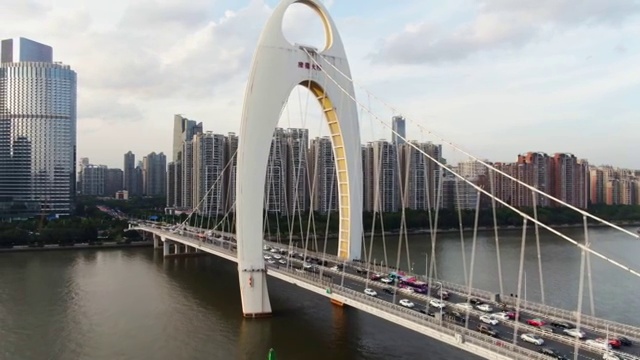 航拍中国广州市珠江猎德大桥视频下载