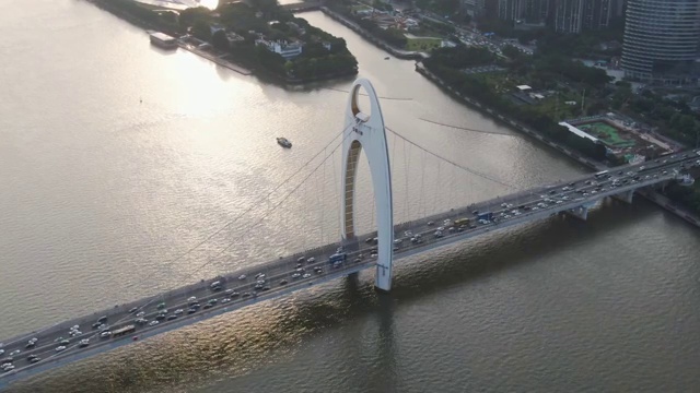 航拍中国广州市珠江猎德大桥视频下载
