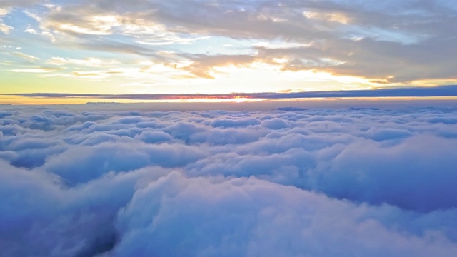 航拍视角下的上海云层之上日落4K高清视频视频素材