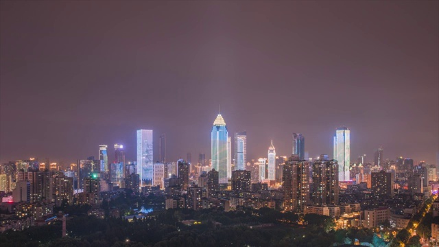武汉西北湖金融街晚霞火烧云日转夜视频素材