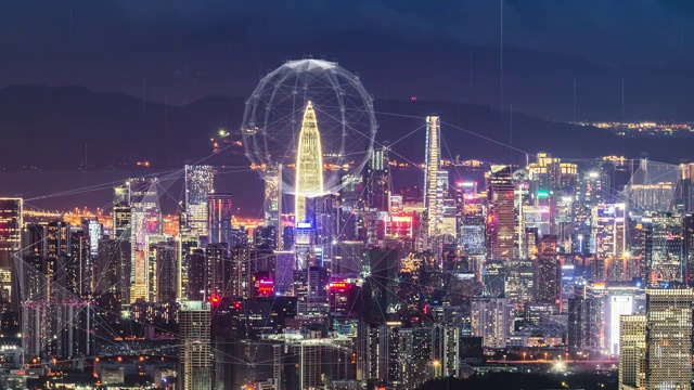 深圳南山区城市天际线5G概念延时视频素材