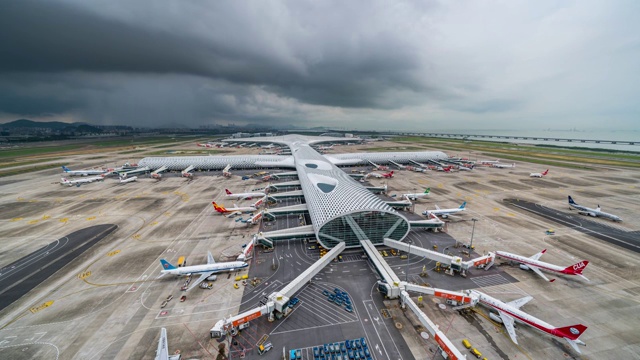 广东省深圳市宝安国际机场T3航站楼全景延时摄影视频素材