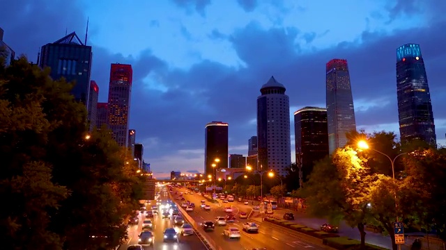 北京国贸夜景延时拍摄视频素材