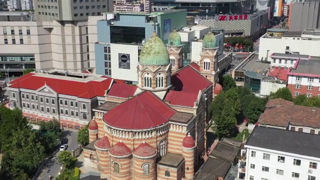 天津西开教堂航拍4K视频视频素材