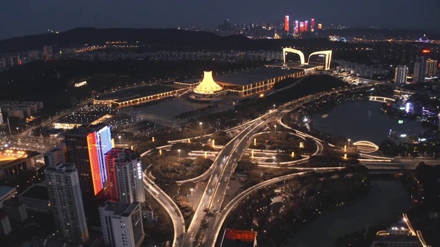 广西南宁城市夜景航拍风光视频素材