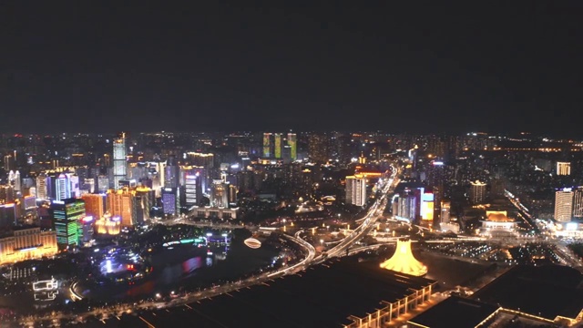 广西南宁城市夜景航拍风光视频素材