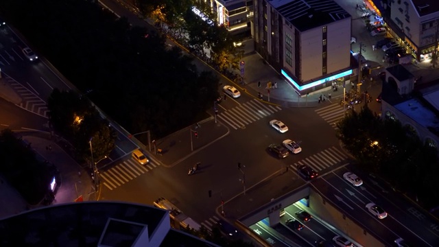 夜景上海街道高视角4K高清视频视频素材