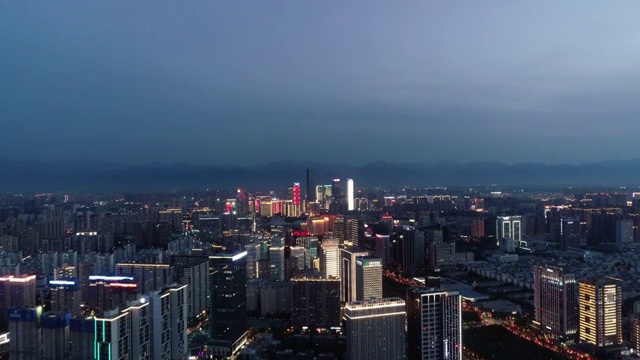 西安高新区夜景航拍视频素材