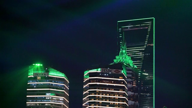 上海进博会国庆外滩陆家嘴灯光秀4K高清视频视频素材