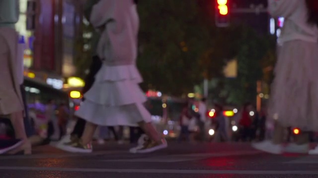 长沙街道绚丽夜景光斑视频素材