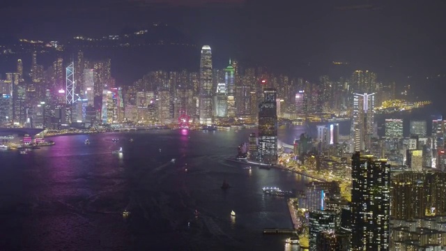 香港维多利亚港湾夜景 4K航拍视频视频下载
