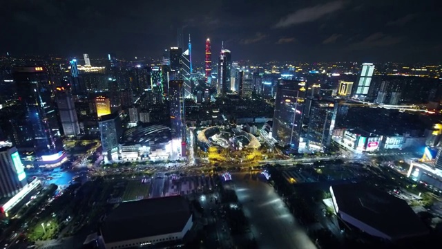 广州天河区CBD夜景 4K航拍视频视频素材