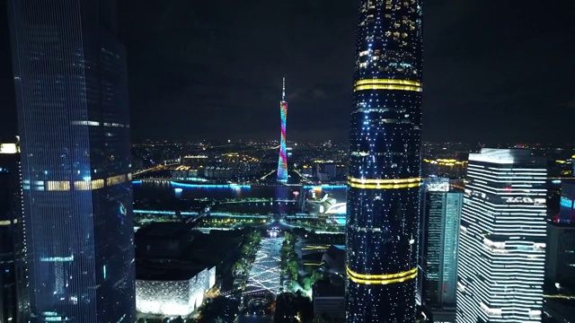 广州天河区CBD夜景 4K航拍视频视频购买