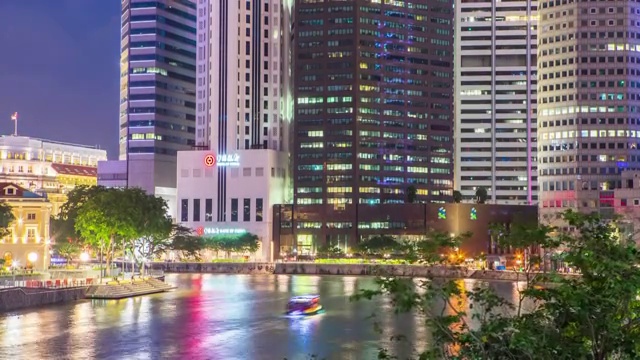 新加坡克拉码头夜景视频素材