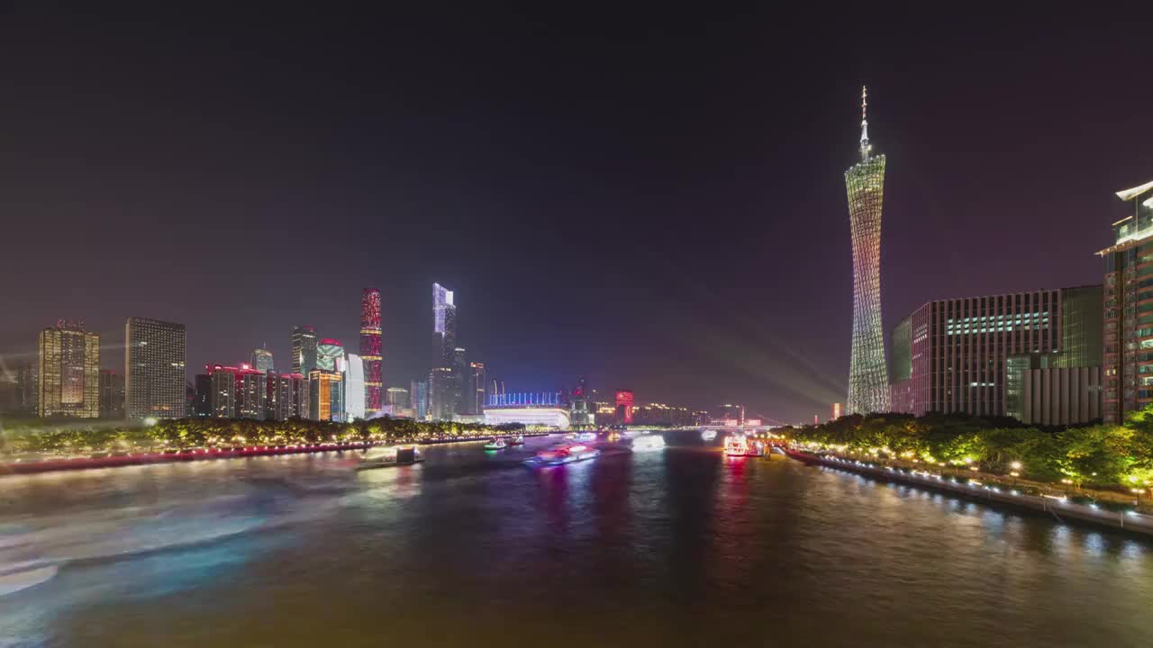 夜景的广州珠江新城8K延时摄影视频视频素材