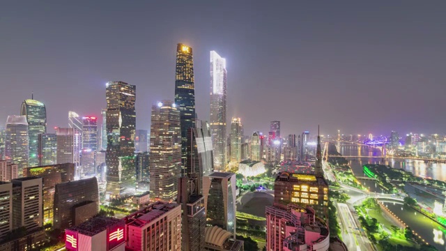 晴朗天气下的广州珠江新城日转夜8K延时摄影视频视频素材