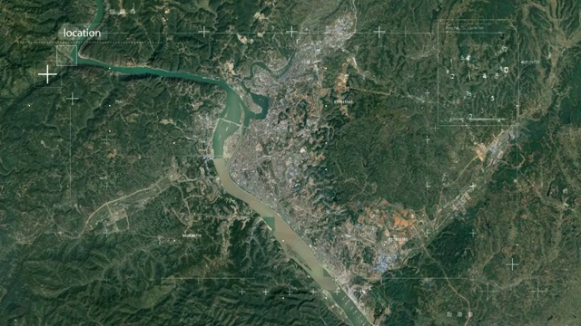 地图 地球俯冲定位 中国 湖北 全球定位系统  航拍视角 影视频素材