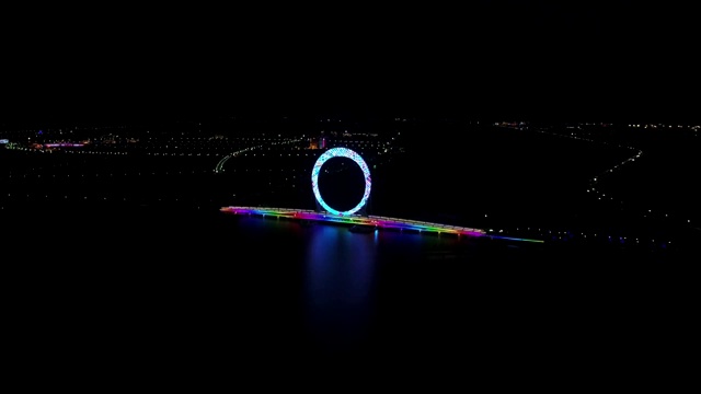 航拍渤海之眼夜景视频素材