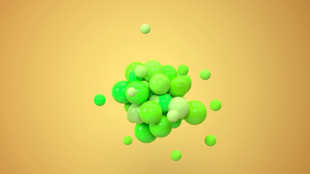 绿色聚集在一起的球体 3D渲染视频下载
