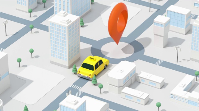 迷你都市里的出租车 3D渲染视频素材