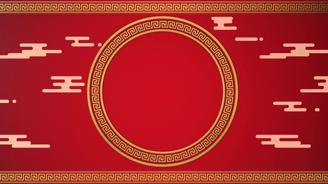 循环的红色中国风环状背景 3D渲染视频素材