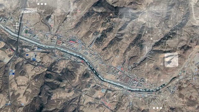 宇宙地球俯冲定位中国内蒙古清水河县视频素材