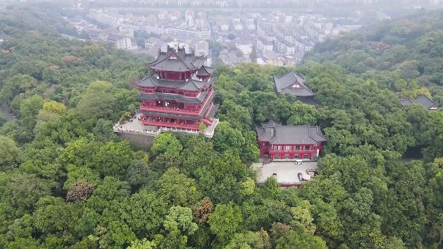 杭州西湖新十景吴山城隍阁航拍视频素材