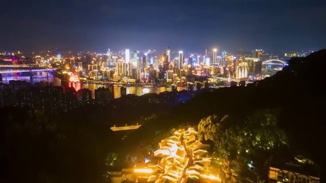山城重庆渝中半岛夜景延时航拍视频下载