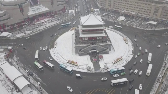 西安雪景视频素材