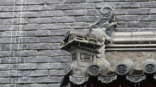 北京古建筑的雪景视频下载