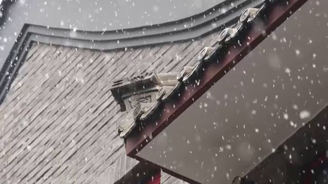 北京古建筑的雪景视频购买