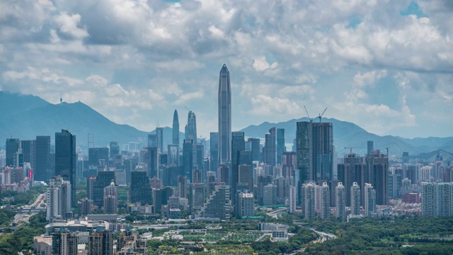 深圳市主城区天际线密集高楼4K城市风光延时摄影视频素材