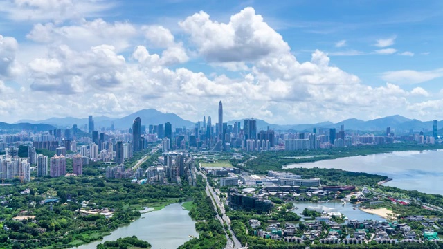 深圳市深圳湾天际线密集高楼4K城市风光延时摄影视频下载