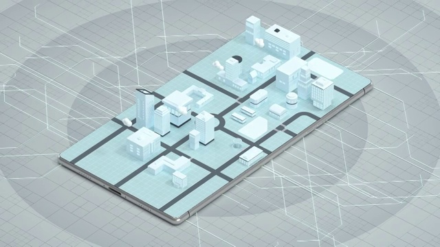 手机上的3D城市模型 3D渲染视频素材