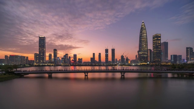 深圳湾海岸线日落延时景观视频素材