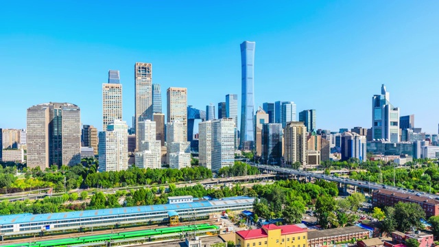 中国北京CBD高楼建筑群延时摄影视频素材