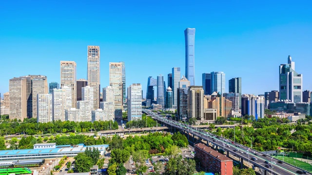 中国北京CBD高楼建筑群延时摄影视频素材